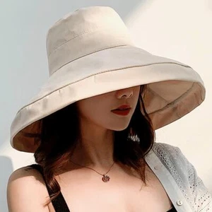 Cappello da pescatore donna tesa larga secchio da spiaggia berretto estivo pieghevole protezione solare ~ - Foto 1 di 25