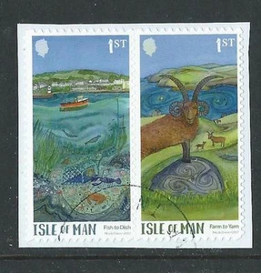  ISLE OF MAN 2017 GREEN MAN SELF ADHESIVE BOOKLET PAIR FINE USED   - Picture 1 of 1