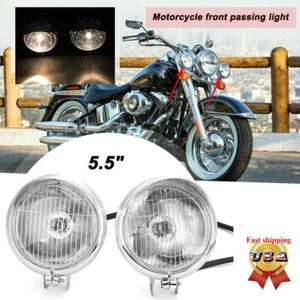 Par de luces de punto de paso de conducción de motocicleta de 5,5" para Harley Honda cromadas - Imagen 1 de 11