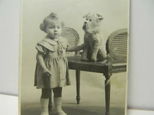 Vintage RPPC Adorable Little Girl and Steiff ? Stuffed Dog Postcard - P32 - Picture 1 of 5