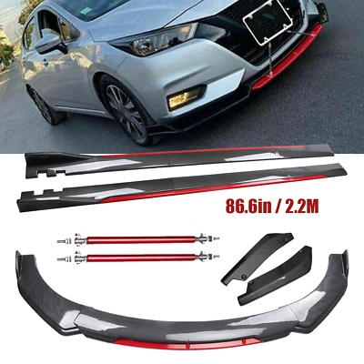 For Nissan Sentra Front Bumper Lip Spoiler Side Skirt Carbon Fiber Bod Kit — 第 1/4 张图片