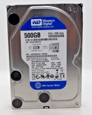 500 GB IDE FESTPLATTE WESTERN DIGITAL WD5000AAKB 3,5 ZOLL 7200RPM  #FP2973 - Bild 1 von 2