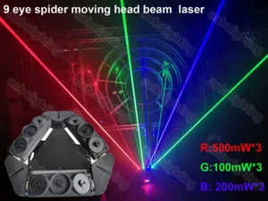 9 Eye RGB Fat Beam Stage Laser Dj Disco Spider Moving Head Light Cabezas Moviles - Picture 1 of 8