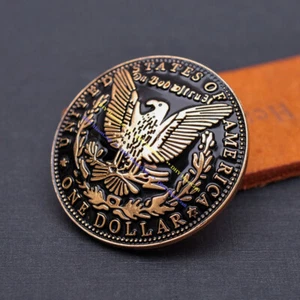 10pc Gold Heavy Eagle Dollar Replica Coin Leathercraft Belt Wallet Concho 1-1/2" - Picture 1 of 10