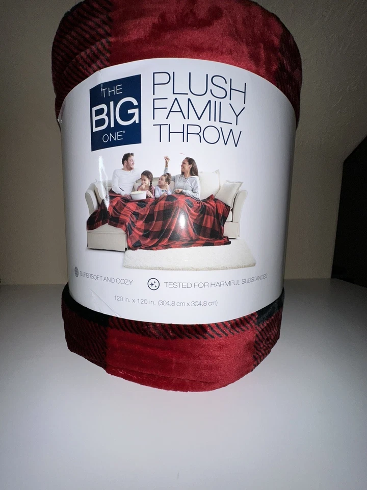 ¡NUEVO! THE BIG ONE PELUCHE FAMILIAR TALLA ROJO NEGRO BUFF 120" X 120" TIRO / MANTA Foto 1 de 1
