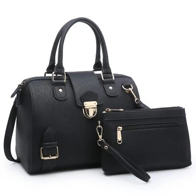 Women Barrel Handbags Fashion Satchel Bags Top Handle Shoulder Purses Vegan L... - Image 1 of 4