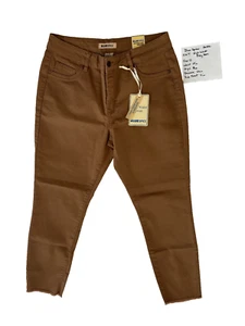 NWT Blue Spice High Rise Ankle Jeans Juniors Size 13 Brown Frayed Hem Pockets - Picture 1 of 13
