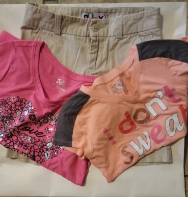 Lote de 2 Camisas Niña Justicia Talla 8 y 1 Bermudas Roxy Tostadas Talla 8 Foto 1 de 4