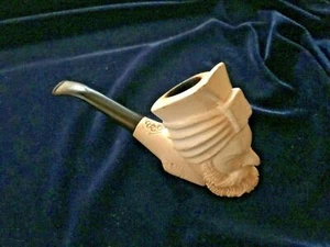 Pipa de tabaco de espuma de mar blanca Sultan King Tzar Head para fumar - tallada a mano - Imagen 1 de 8