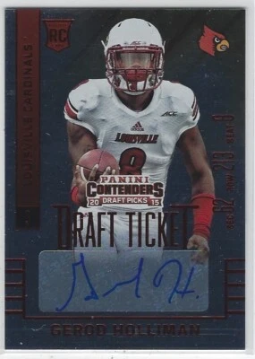 2015 CONTENDERS GEROD HOLLIMAN RED FOIL DFRAT TICKET AUTO RC #189 STEELERS - Image 1 of 2