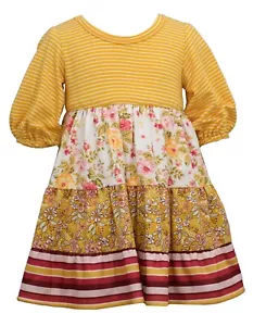 Bonnie Jean Big Girls Three Quarter Sleeves Mixed Print Knit Dress - Picture 1 of 1