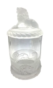 EAPG Frosted Lion Gillinder Marmalade Jelly Jar American Pressed Glass Victorian - Picture 1 of 9