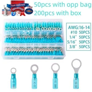 50-200Pcs Ring Eyelet Heat Shrink Wire 16-14AWG GA Gauge Connectors Terminals - Picture 1 of 15