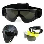 3 Lens Safety Glasses Airsoft Tactical UV-400 Protection Goggles Helmet Eye Wear