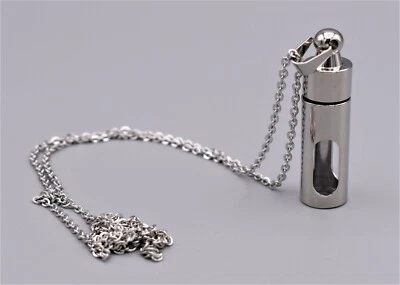 Mini Asche Urne Anhänger Halskette Edelstahl Glas Andenken Kette - Bild 1 von 3