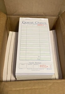 Restraunt Guest Checks 50 biglietti (lotto di 20 pad) scheda pagina singola stock - Foto 1 di 1