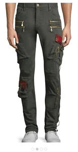 Robin's jean cargo grey slim fit skinny 28 designer jeans Made in USA NWT $541 - Picture 1 of 10