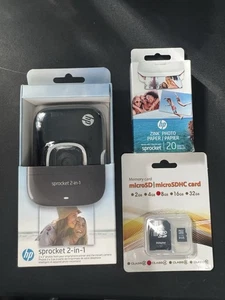 HP Sprocket 2 in 1 Printer and Instant Camera Black 2fb97a Bundle - Picture 1 of 2