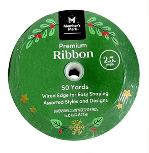 Sams Members Mark Kirkland Premium Wired Ribbon 50 Yard Rolls Holiday Christmas - Picture 1 of 3