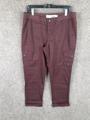 Sonoma Cargo Crop Pant Womens 12 Burgundy Pockets Comfort Waist Casual Stretch - Image 1 of 4