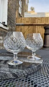 Set Of 2 Lausitzer Hand Cut Crystal Glasses Brandy German Democratic Republic - Picture 1 of 9