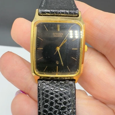 Reloj de cuarzo Citizen vintage para hombre correa de cuero negro 4031 925141KT Foto 1 de 4