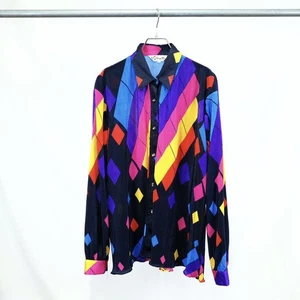 Rare Vintage 1980s Art Design Colorful Pleated Shirt Japan Issey Miyake Style - Picture 1 of 5