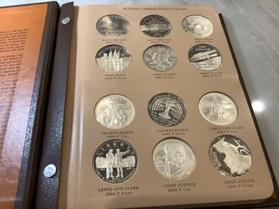 38 coins 2002 - 2011 silver 1oz Dollar Proof  Unc commemorative Dansco album set - Image 1 of 4
