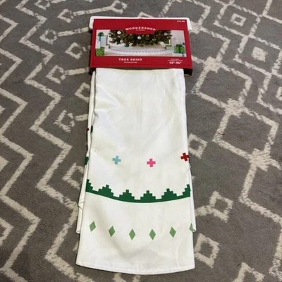 Wondershop Scandi Pattern Printed Christmas Tree Skirt White/ Green 48" NEW - Image 1 of 3