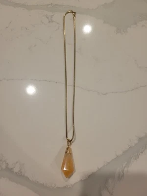 Citrine Rough Cut Pendant Necklace in Gold Tone 18 in - Image 1 of 4
