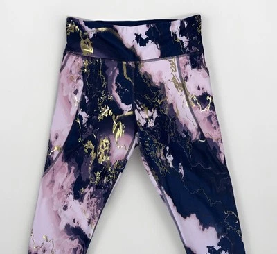 Leggings Old Navy para mujer Powersoft cintura alta tie-die talla XL púrpura azul marino dorado Foto 1 de 4