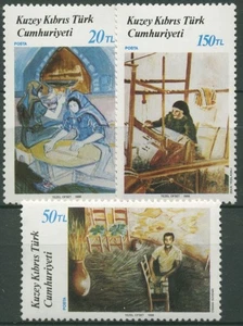 Türkisch-Zypern 1988 Kunst: Gemälde Korbflechter, Teppichweber 220/22 postfrisch - Picture 1 of 1