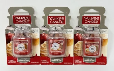 3 YANKEE CANDLE SUGARED CINNAMON APPLE ULTIMATE CAR JAR AIR FRESHENER HANGING - Image 1 of 4
