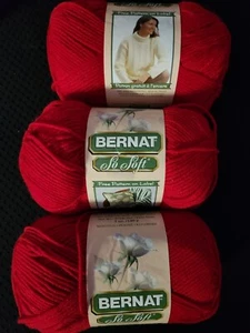 Bernat So Soft "Scarlet" three skeins NEW - Picture 1 of 2