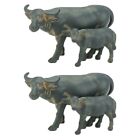 2 Pc Resin Buffalo Ornament Toys Bull Statue Wild Bulls Mini Landscape Cake