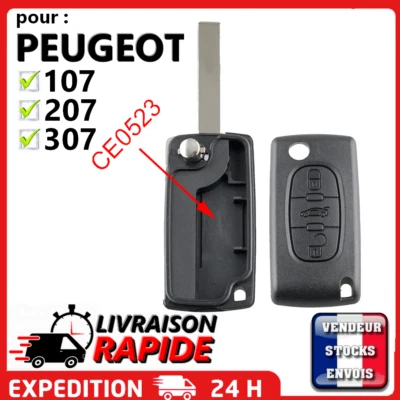 Coque clé pour Peugeot 107 207 307 308 SW 407 807 Partner 3 bouton Coffre CE0523