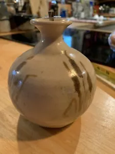 CLOUDS of FOLSOM 5" Tall cattail bud vase,signed studio pottery - Picture 1 of 6