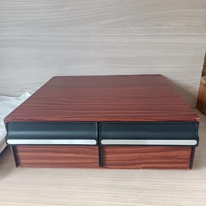 Boîte De Rangement VHS,Cassettes Vidéos,2 Tiroirs,24 Emplacements,Vintage, Bois - Afbeelding 1 van 13