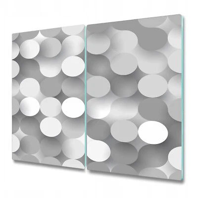 Protector de encimera de tablero de pan de vidrio templado círculos planos gris y blanco 2x30x52 Foto 1 de 4