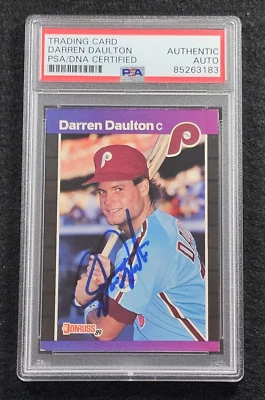 1989 DARREN DAULTON Signed Donruss Baseball Card-PHILADELPHIA PHILLIES-PSA - Image 1 of 4