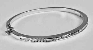 3 Karat rund geschnittenes Labor erstellt Diamant Damen Armreif Armband 14K weiß vergoldet - Bild 1 von 9