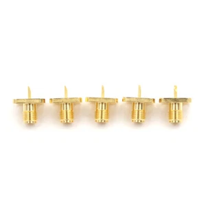 5x SMA Female Jack Chassis Flange Panel Mount 4 Hole RF Solder Connector Adap=DB - Zdjęcie 1 z 6
