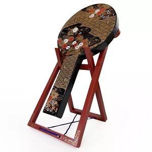 Vintage japanische Geisha Awase-Kagami Chrysanthemen-Design lackierter Doppelspiegel: A - Bild 1 von 9