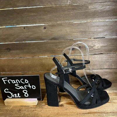 Womens Franco Sarto Damalis Black Suede Platform Block Heels Size 8 M GUC - Image 1 of 4