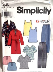 Simplicity 9330 Sz XS S M L XL Pattern UNCUT Robe Unisex Belt PJ Pajama Pant Top - Picture 1 of 4