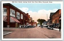 Massachusetts - Main Street Looking North From Post Office - Vintage Postcard