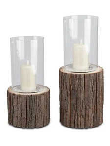 2er Set Windlichter Wili BAUMSTAMM mit Glasaufsatz H. 40 + 50cm Formano - Bild 1 von 1