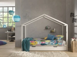 Vipack: Hausbett + Bettschublade - Spielbett Kinderbett Jugendbett - Massiv Weiß - Bild 1 von 6