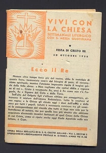 VIVI CON LA CHIESA SETTIMANALE LITURGICO CON S. MESSA QUOTIDIANA 1938 - Picture 1 of 1