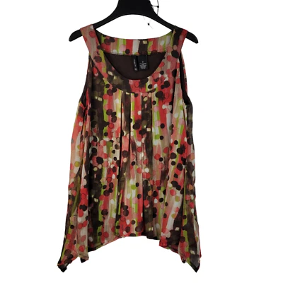New Directions Womens Multicolor Geometric Sleeveless Top Pleated Lined Size M - Image 1 of 4
